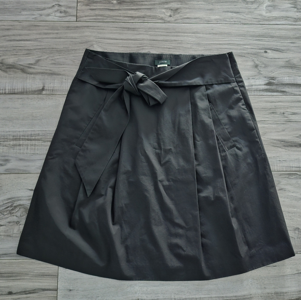 J. Crew A-Line Skirt with Waist Tie & Pockets Black size 4